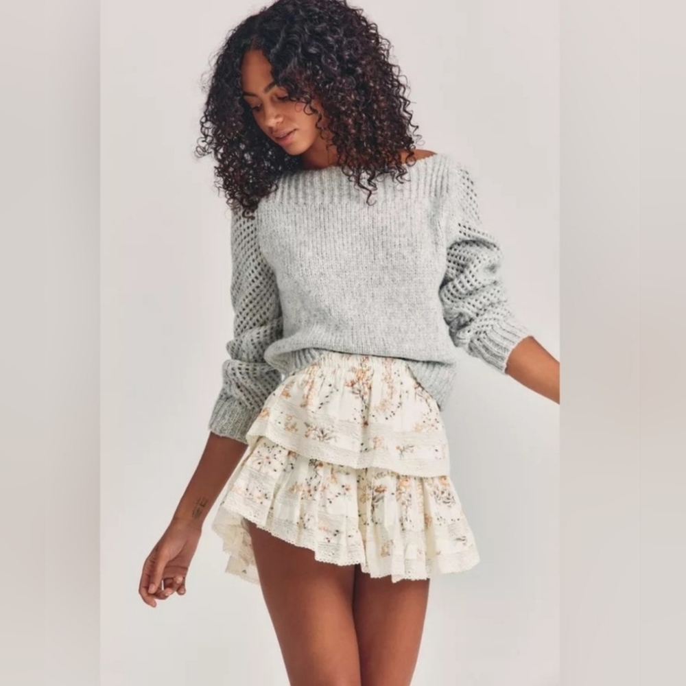 LoveShackFancy Ruffle Mini Skirt in "Amber Dust"